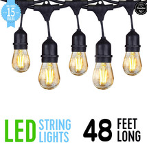 48Ft Outdoor String Lights Waterproof Commercial Patio Globe Fairy Light Bulbs - £19.17 GBP