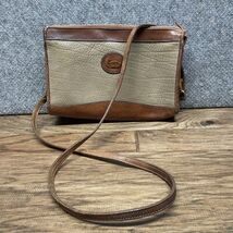 Vtg Dooney &amp; Bourke  Taupe Pebbled Leather &amp; Brown Crossbody Shoulder Pu... - $19.80