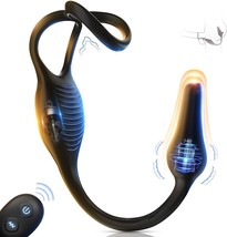 Vibrating Cock Ring Anal Plug - 3 in 1 Prostate Massager Male Sex Toys for Men - £18.94 GBP