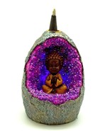 Buddha in Crystal Cave 3037 LED Light Up Backflow Cone Incense Burner 5&quot; H - $596.33 MXN