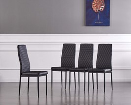 Jt Modern Minimalist Dining Chair Fireproof Leather Sprayed Metal Pipe, Black). - £132.38 GBP