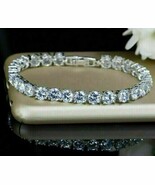 10Ct Moissanite Rond Tennis Bracelet 14k Plaqué or Blanc 7.25 &quot; - $388.31 CAD