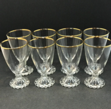 Anchor Hocking Berwick Boopie Footed Water Goblets Glasses Gold Rim Set ... - £46.73 GBP