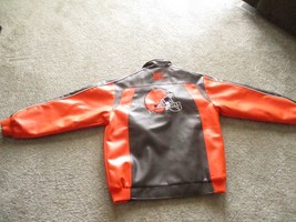 Vintage Cleveland Browns Front Zip Coat Polyvinyl Large Team Apparel - £35.22 GBP