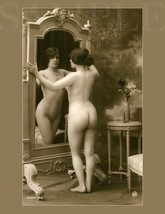 8.5X11 Vintage Nude Women in Mirror Picture Fine Art Poster Print Decor Wall Old - £9.75 GBP