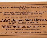 Adult Division Mass Meeting Flyer1926 Watsonville Lutheran Church Pennsy... - £29.60 GBP