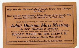Adult Division Mass Meeting Flyer1926 Watsonville Lutheran Church Pennsylvania  - £29.60 GBP