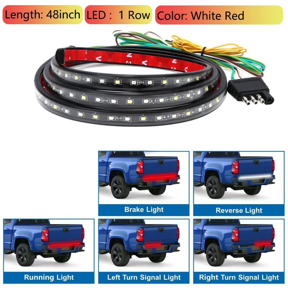 60inch Pickup Truck LED Tailgate Light Strip Triple Row Reverse ke Turn Signal C - £106.76 GBP