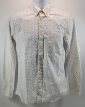 MS) Men&#39;s Uniqlo White Spotted Button Up Casual Long Sleeve Shirt XS - £15.90 GBP