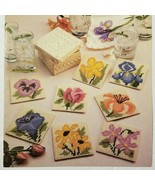 Floral Coasters &amp; Holder, 8 Flower Coasters &amp; Holder Plastic Canvas Patt... - £3.99 GBP