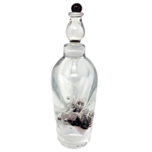 Art Glass Perfume Bottle w/ Purple Stopper Bubbles Purple Swirls Hand blown - $29.99