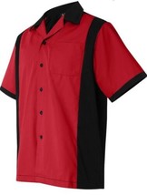 Hilton Cruiser Bowling Shirt HP2243 Men&#39;s L Red Black Rockabilly  - £19.78 GBP