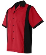 Hilton Cruiser Bowling Shirt HP2243 Men&#39;s L Red Black Rockabilly  - £19.47 GBP