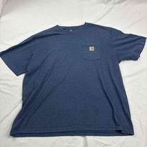 Carhartt Mens Short Sleeve T-Shirt Blue Front Pocket Workwear Crewneck XXL - £9.34 GBP