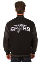 NBA San Antonio Spurs Wool Leather Reversible Jacket Embroided Patch Logos Black - £199.79 GBP