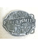 1989 American Firefighter Commemorative Silvertone Belt Buckle  2.5 x 3.5&quot; - $666.55 MXN