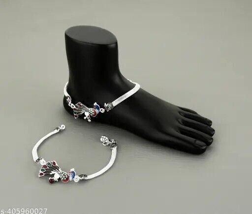 Primary image for Indian Women Silver Plated Anklets Traditional Belly Dance Feet Bracelet Wedding