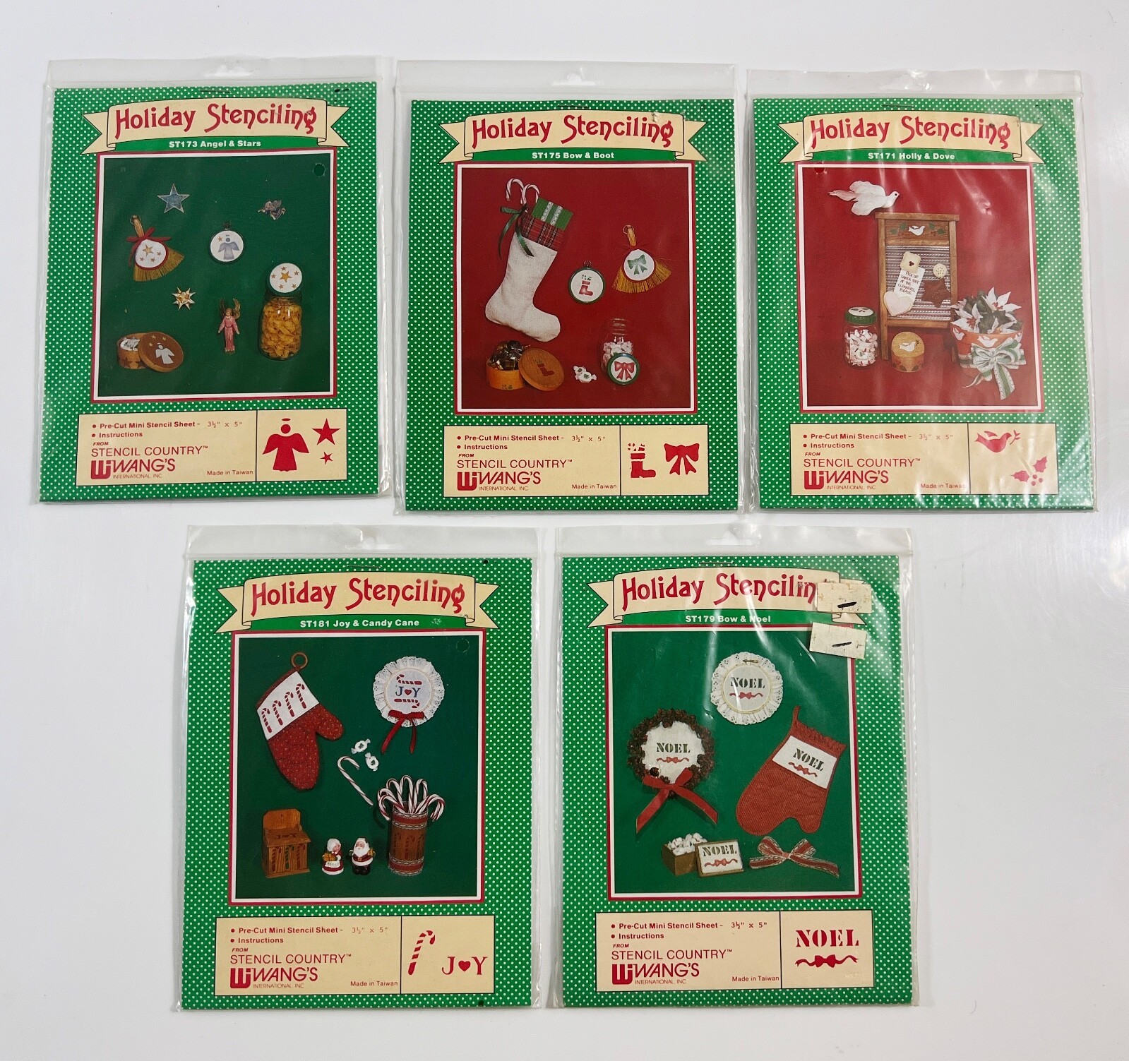 LOT OF 5 Stencil Country Wangs International Christmas Themed Vintage St... - $12.86