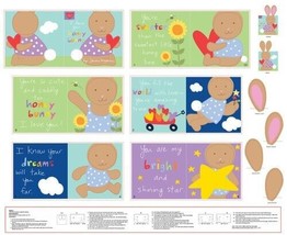 36&quot; X 44&quot; Panel Huggable &amp; Loveable Bunny Soft Book Cotton Fabric Panel D475.32 - $14.95