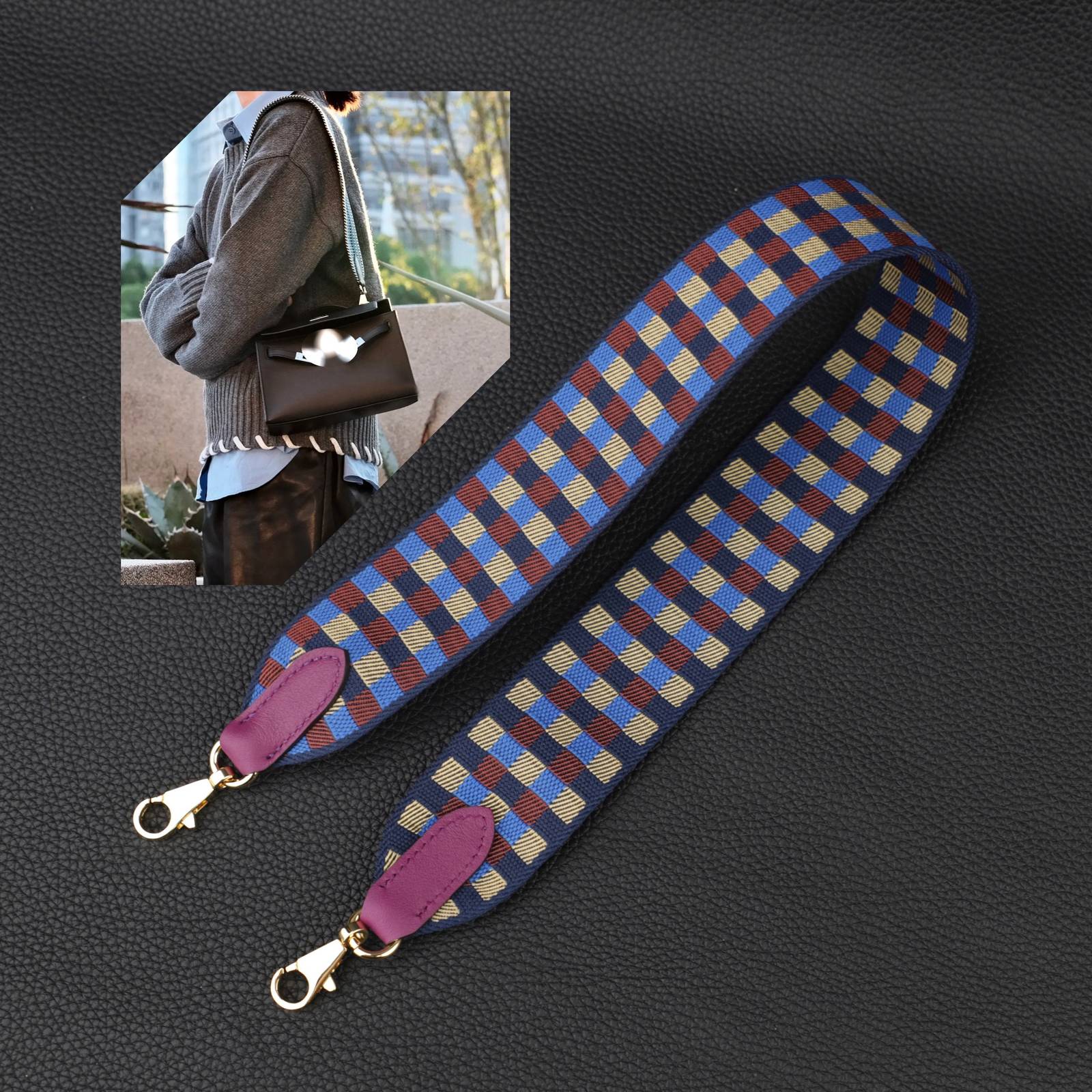 50mm handmade Canvas Lattice pattern Shoulder Strap,Toile Swift Sangle Cavale