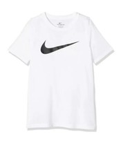 New Boys Nike Dri-Fit T-Shirt White with Black Swoosh logo Medium - $19.31