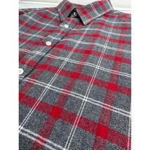 Untuckit Men Flannel Shirt Gray Red Plaid Button Up Long Sleeve XL - £19.30 GBP