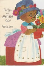 Vintage Mother&#39;s Day Card Dressed Bear in Apron and Bonnet American Greetings - £6.18 GBP