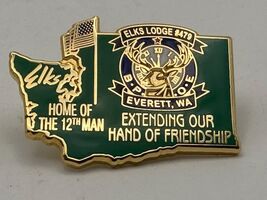 Elks Lodge 479 Everett Washington 12th Man Enameled Lapel Pin Vintage - $5.90