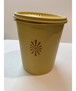 Vintage Tupperware Servalier 6.5” Tall Bright Gold Canister W/ Lid 809-4 - £9.72 GBP