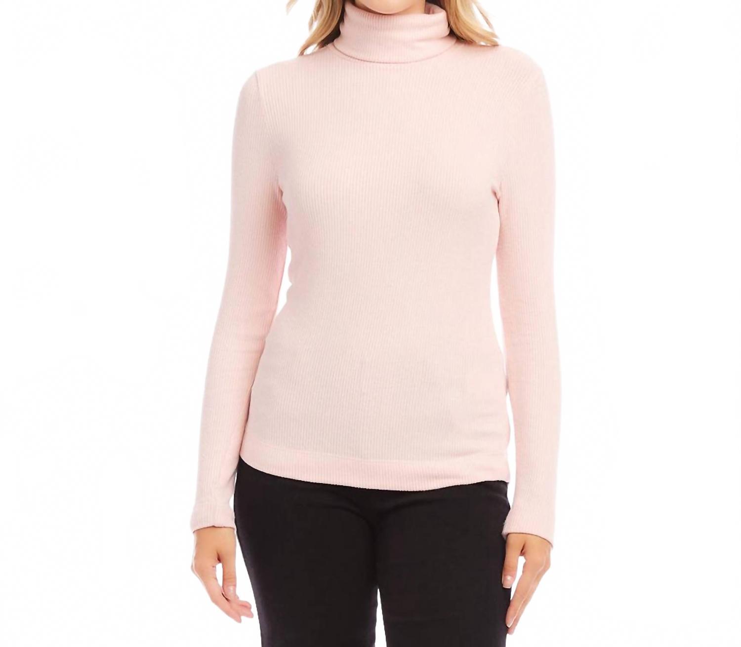 Karen Kane Ribbed Turtleneck Top Rose - $66.00