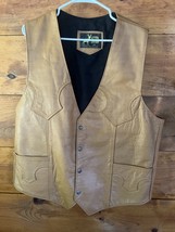 Men&#39;s Genuine Leather Light Brown Vest - Made in Mexico Size XL - $501.15 MXN