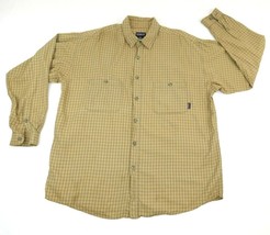 Patagonia Tan Navy Windowpane Long Sleeve Button Up Cotton Shirt Mens X Large XL - £30.08 GBP