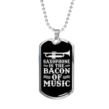 Musician Necklace Saxophone Bacon Of Music Necklace Stainless Steel or 18k Gold - £38.02 GBP+