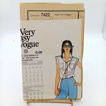 UNCUT Vintage Sewing PATTERN Vogue 7422, Very Easy Ladies 1980s Shorts a... - $18.39