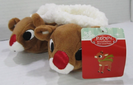 Rudolph The Red-Nosed Reindeer Infant Baby Slippers Boots SIZE 0-6 MO w/Tag - £9.00 GBP