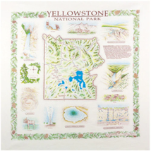 Printed Image Yellowstone National Park Bandanna Wyoming Montana Info 22... - $216.89 MXN