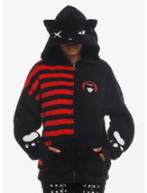 Emily The Strange Emo Kitty Cat Oversized Fuzzy Plushie Hoodie M - $60.00