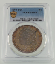1878-CC $1 Silver Morgan Dollar Graded by PCGS as MS-63! Nicely Toned Ob... - $742.49