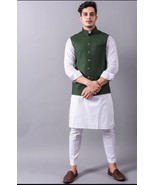 Indian Green Waist Coat Stylish Designer Partywear Traditional Set - $182.39