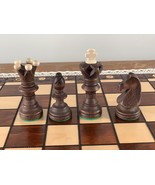 Large Handmade Wooden Chess Set 21&quot; Hand Carved Board Pieces Full Vintag... - £81.27 GBP