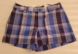 NWT Polo Ralph Lauren Navy Blue &amp; White Plaid Cotton/Linen Shorts Size 6 - £23.34 GBP