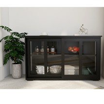 Storage Buffet Cabinet Glass Door Sideboard Console Display Table Dinning Room - £165.90 GBP