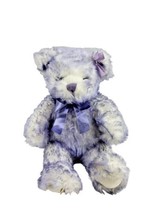 Build a Bear NIKKI&#39;S BEAR Purple Ribbon w Gold Pin Child Cancer Bear Plush  - £7.91 GBP