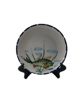 Vietri Italy Fish Plate Blue Edge Hand Painted Italian Pottery  - £25.89 GBP