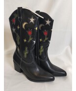 Womens No Boundaries Black Cowgirl Western Boots Novelty Cactus Moon Sta... - $48.57 CAD