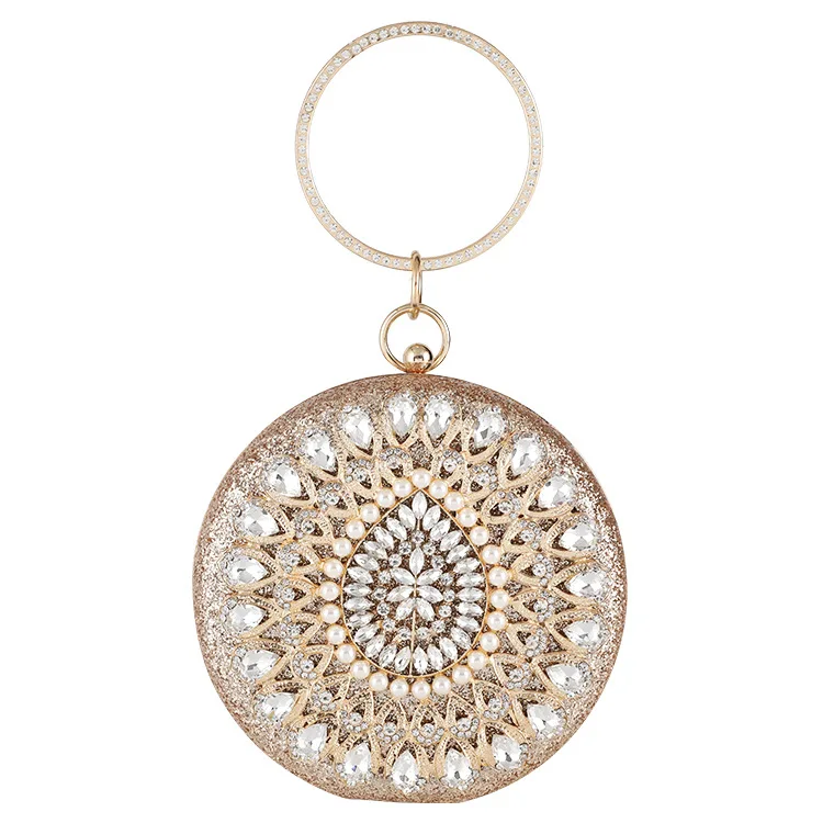 Ladies Sparkly Rhinestone Round Evening Clutch Bag Elegant Handbags Wedding Brid - $91.50