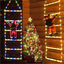 Santa Claus Climbing Ladder LED Light Christmas Tree Home Outdoor Decor - $66.58 CAD+