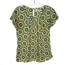 Womens Size 4 Boden Yellow Green Retro 60s Mod Floral Print Ravello Blouse Top - £22.71 GBP