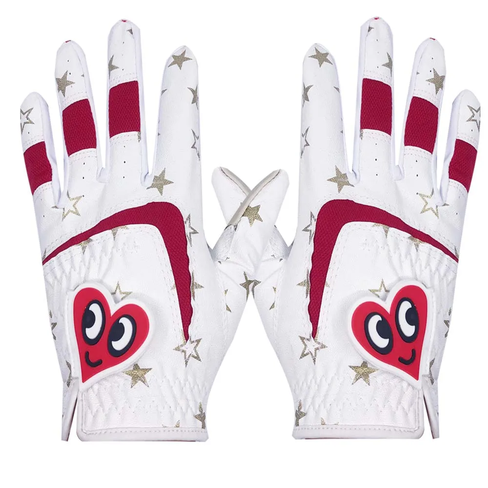Sporting Kids golf gloves 1 pair PU Leather anti-slip Sportings glove white blue - £28.71 GBP