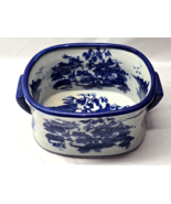 Victorian Ware Ironstone Footbath Planter Jardinière 11&quot; Blue White Vintage - $188.78 CAD